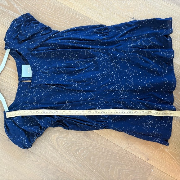 Maeve Navy Constellation Print Blouse Trace the Stars 100% Silk Celestial Blouse - Picture 6 of 10